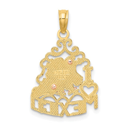 14k Two-tone Gold I HEART MEXICO  w/ Eagle Charm