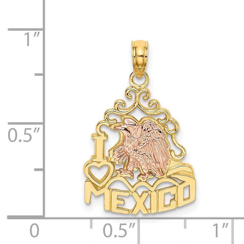 14k Two-tone Gold I HEART MEXICO  w/ Eagle Charm
