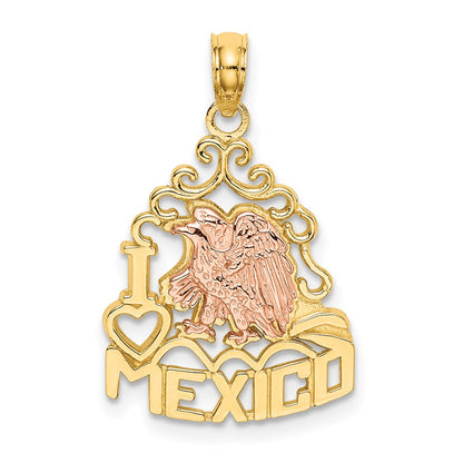 14k Two-tone Gold I HEART MEXICO  w/ Eagle Charm