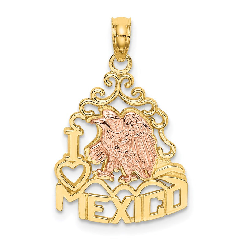 14k Two-tone Gold I HEART MEXICO  w/ Eagle Charm