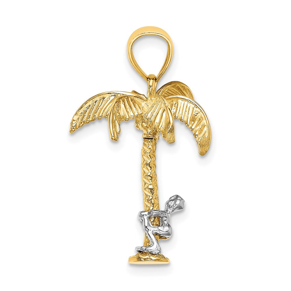 14k Two-tone Gold Moveable Man 3-D Palm Tree Charm