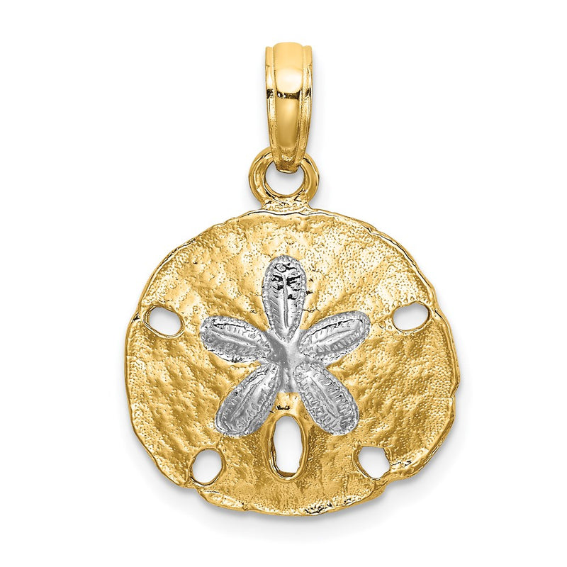 14k Yellow & Rhodium Gold with White Rhodium Polished Sand Dollar Charm