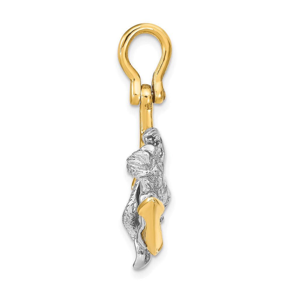14k Two-tone Gold Two-tone Gold 3-D Anchor and Mermaid Charm