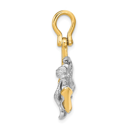 14k Two-tone Gold Two-tone Gold 3-D Anchor and Mermaid Charm