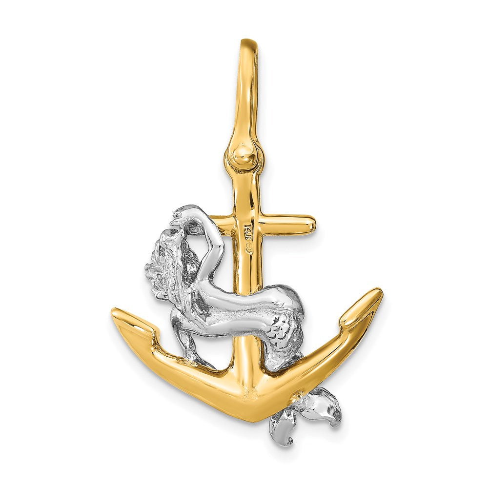 14k Two-tone Gold Two-tone Gold 3-D Anchor and Mermaid Charm