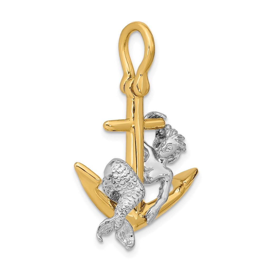 14k Two-tone Gold Two-tone Gold 3-D Anchor and Mermaid Charm