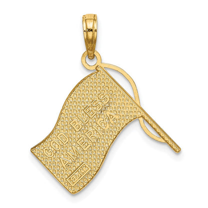 14k Yellow & Rhodium Gold w/ Rhodium American Flag Charm