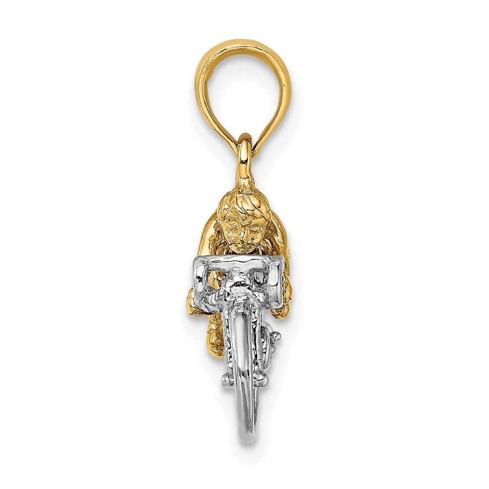 14k Two-tone Gold Two-tone Gold 3-D Bicycle With Rider Charm