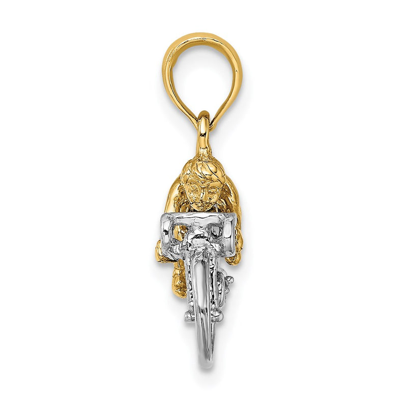 14k Two-tone Gold Two-tone Gold 3-D Bicycle With Rider Charm