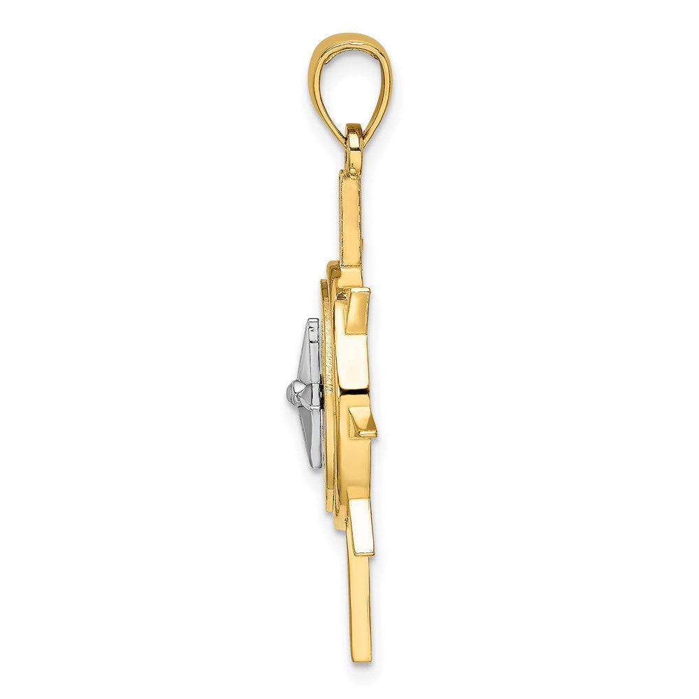 14k Two-tone Gold Two-tone Gold Star w/ Nautical Compass Charm
