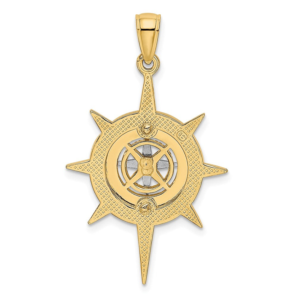 14k Two-tone Gold Two-tone Gold Star w/ Nautical Compass Charm