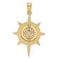 14k Two-tone Gold Two-tone Gold Star w/ Nautical Compass Charm