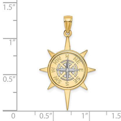 14k Two-tone Gold Two-tone Gold Star w/ Nautical Compass Charm