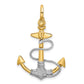 14k Two-tone Gold 3-D Textured Anchor w/Rope w/Shackle Bail Charm