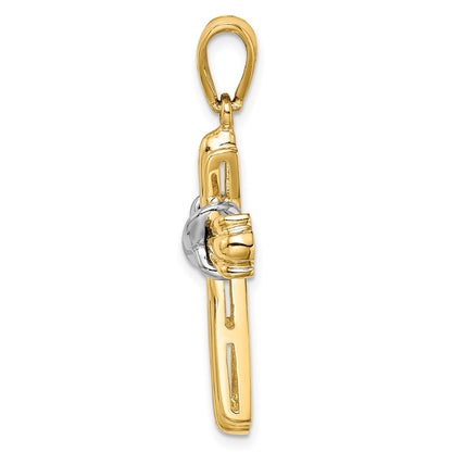 14k Two-tone Gold Two-tone Gold Polished Cross X Center Design Charm
