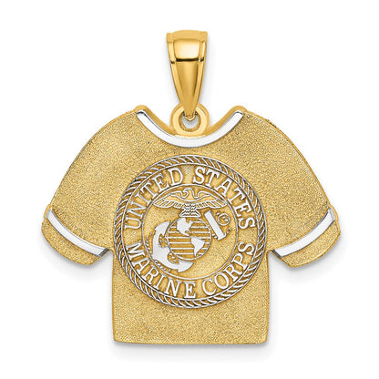 14k Yellow & Rhodium Gold w/Rhodium US MARINE CORPS T-Shirt Charm