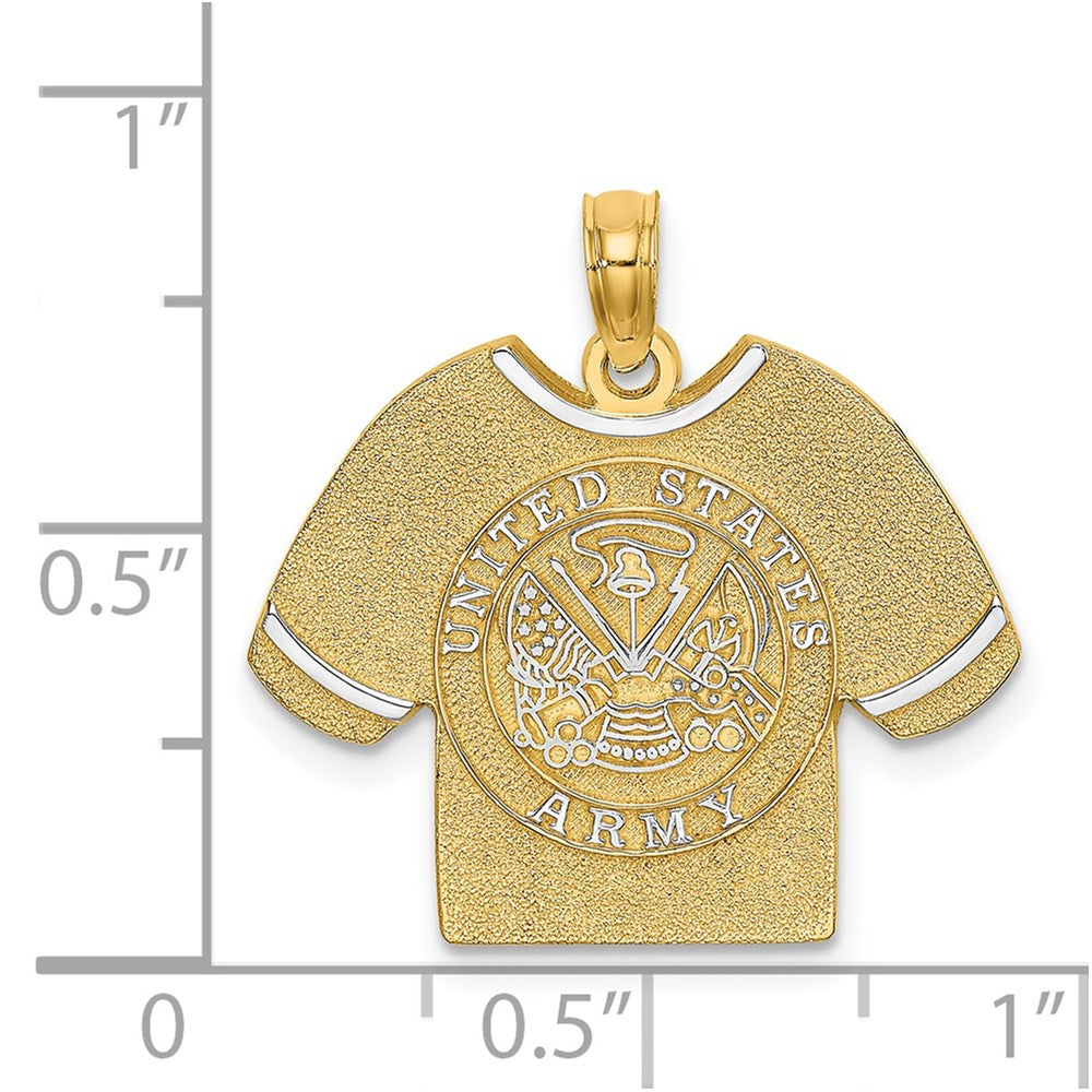 14k Yellow & Rhodium Gold w/Rhodium US ARMY T-SHIRT Charm