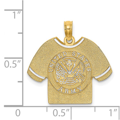 14k Yellow & Rhodium Gold w/Rhodium US ARMY T-SHIRT Charm