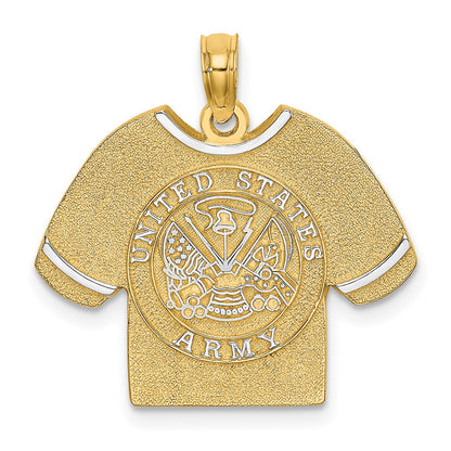 14k Yellow & Rhodium Gold w/Rhodium US ARMY T-SHIRT Charm