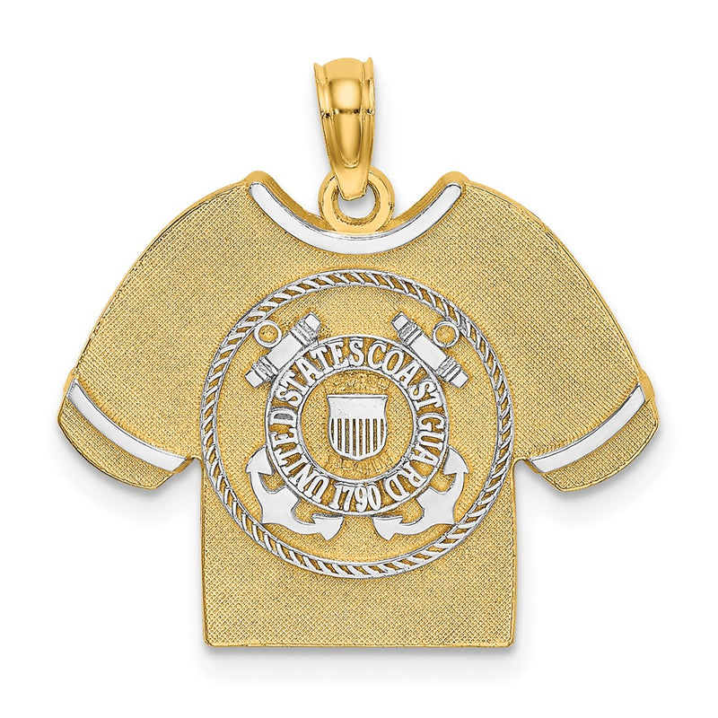 14k Yellow & Rhodium Gold w/Rhodium US COAST GUARD T-Shirt Charm
