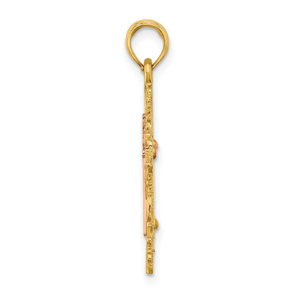 14k Two-tone Gold Two-tone Gold w/ Lace Trim Cross Charm