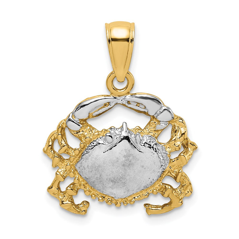 14k Yellow & Rhodium Gold with White Rhodium Polished Crab Charm