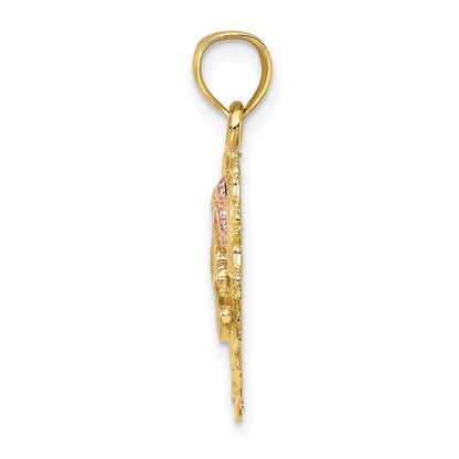 14k Two-tone Gold w/White Rhodium MOM in Heart Charm