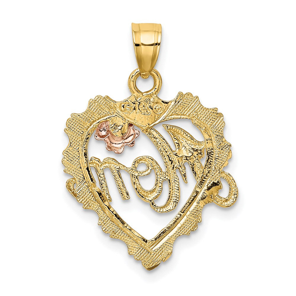 14k Two-tone Gold w/White Rhodium MOM in Heart Charm