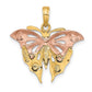 14k Two-tone Gold Two-tone Gold and White Rhodium Diamond-cut Butterfly Charm