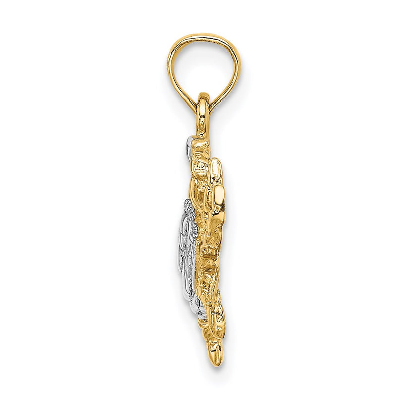14k Yellow & Rhodium Gold with White Rhodium Charm Blue Crab Charm