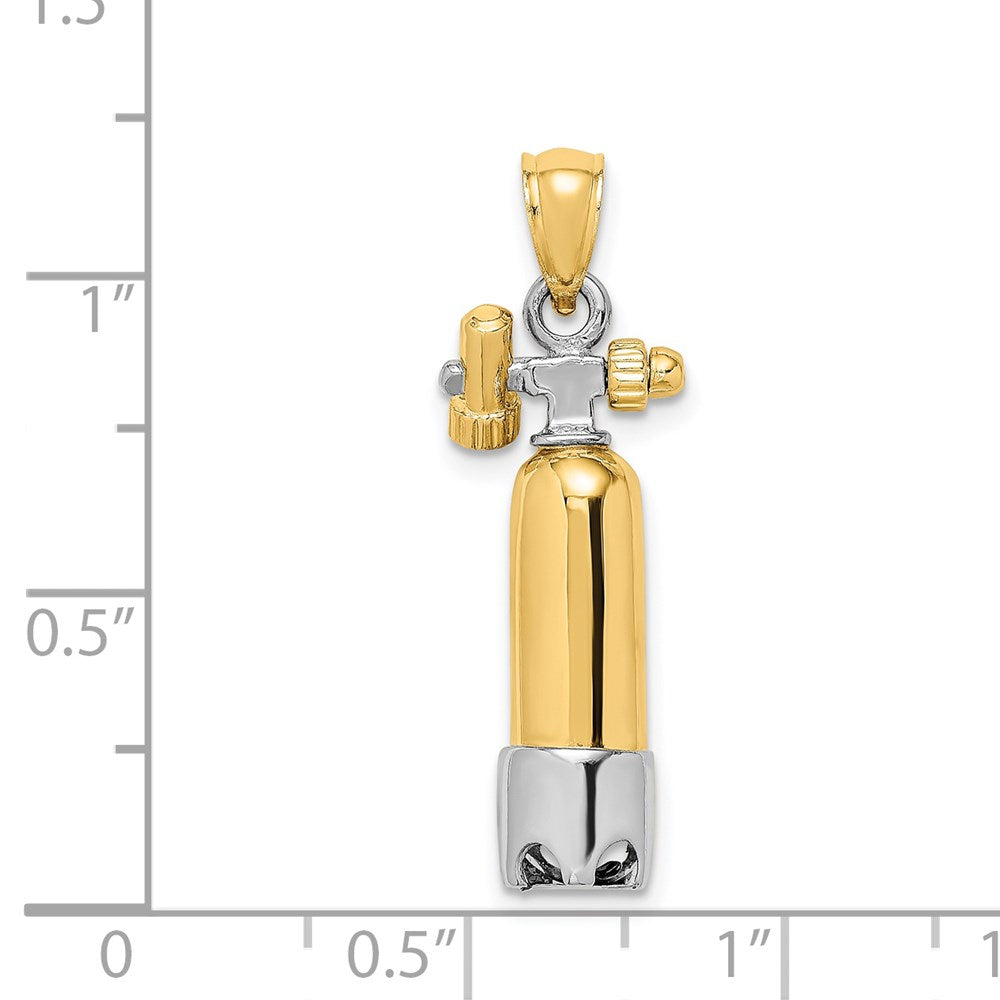 14k Two-tone Gold 3-D Single Scuba Tank Charm