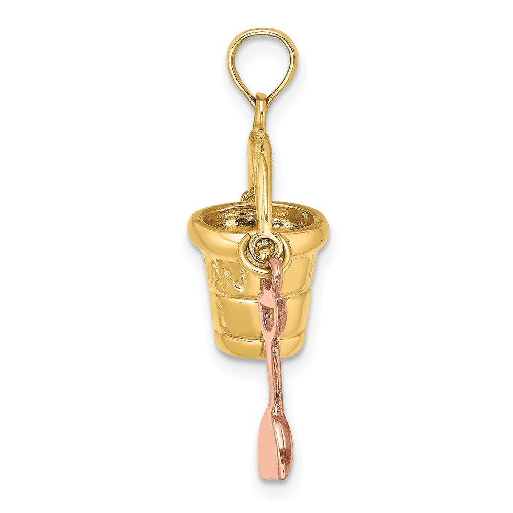 14k Two-tone Gold  3D Two-tone Gold OCEAN CITY Bucket w/ Shovel Charm