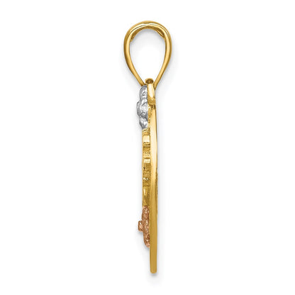 14k Two-tone Gold w/White Rhodium #1 DAUGHTER Heart Charm
