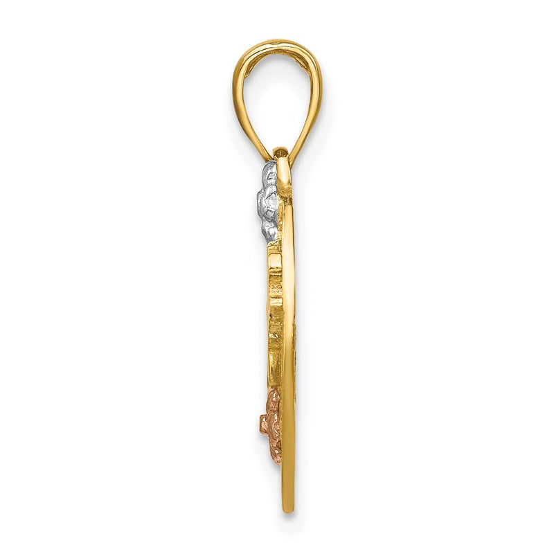 14k Two-tone Gold w/White Rhodium #1 DAUGHTER Heart Charm