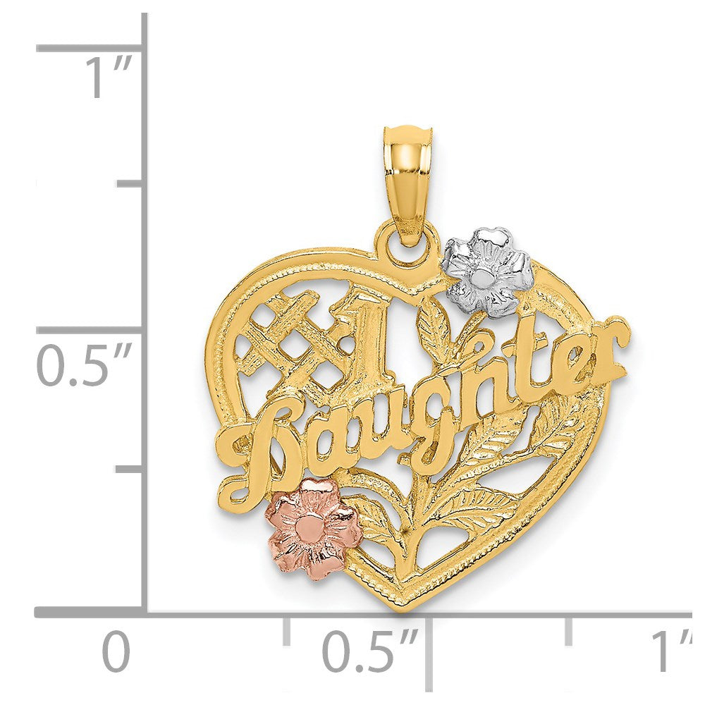 14k Two-tone Gold w/White Rhodium #1 DAUGHTER Heart Charm
