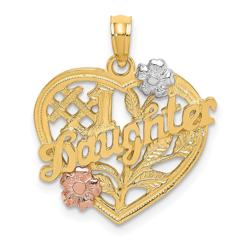 14k Two-tone Gold w/White Rhodium #1 DAUGHTER Heart Charm