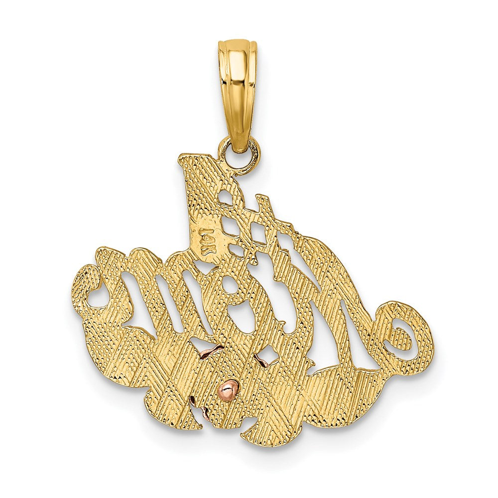 14k Two-tone Gold w/White Rhodium #1 MOM w/ Flower Charm