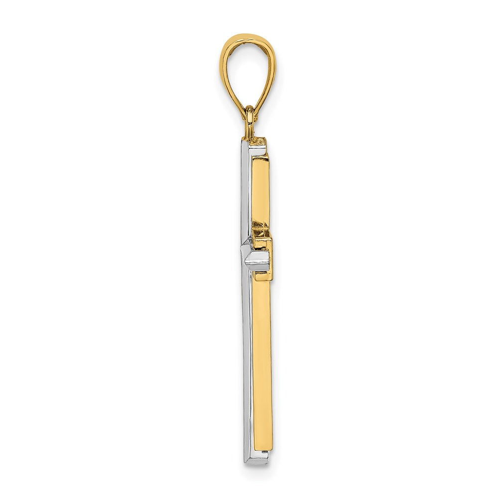 14k Two-tone Gold Polished Cross Charm