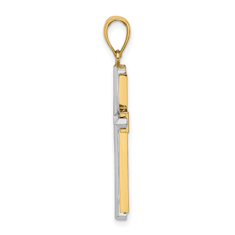 14k Two-tone Gold Polished Cross Charm