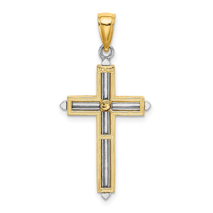 14k Two-tone Gold Polished Cross Charm