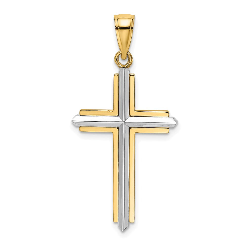 14k Two-tone Gold Polished Cross Charm