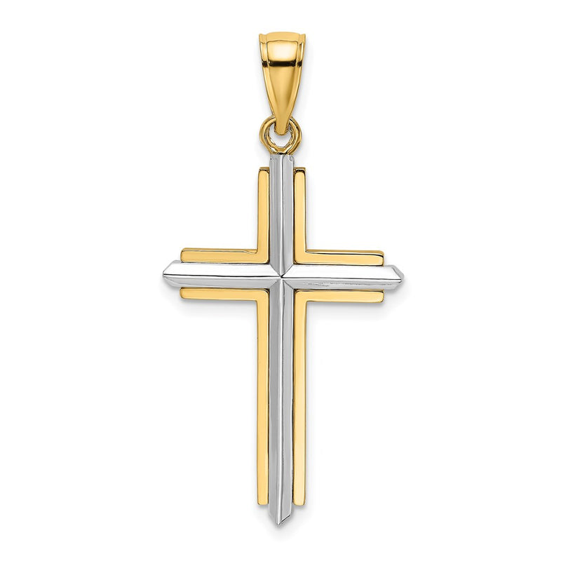 14k Two-tone Gold Polished Cross Charm