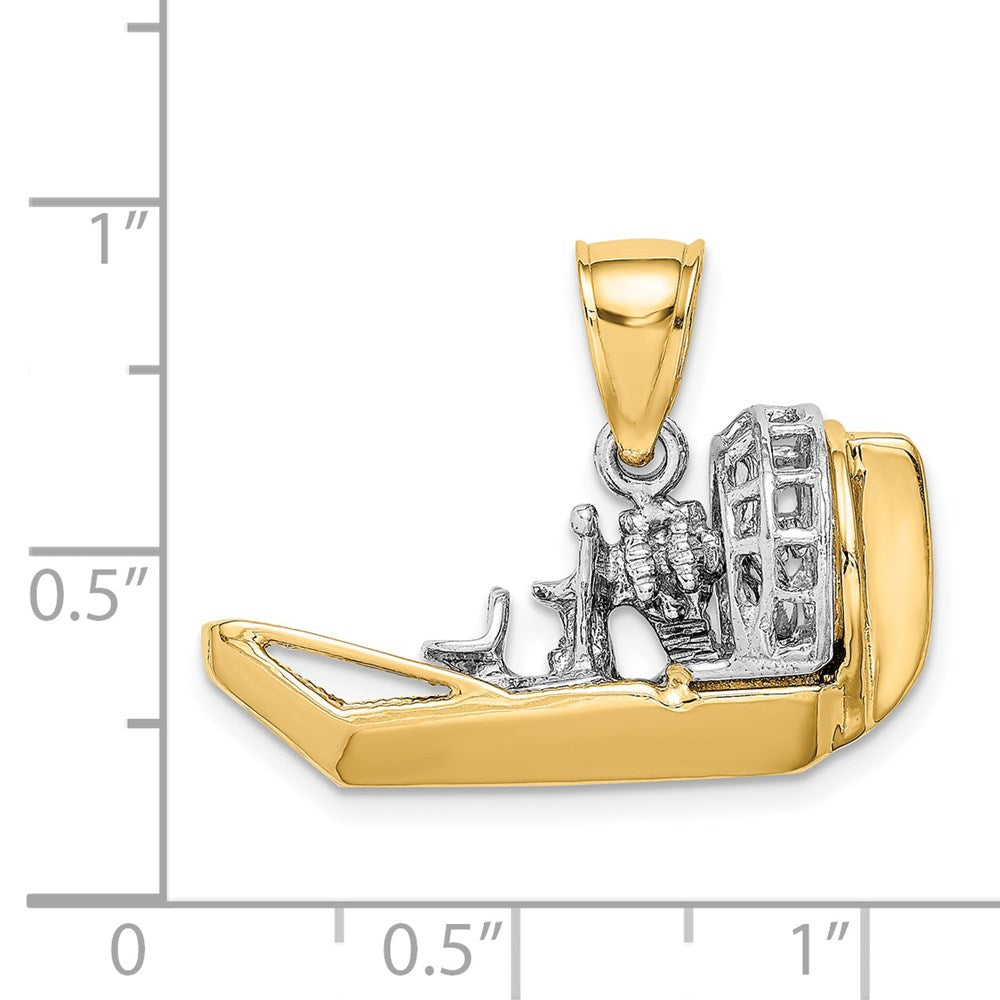 14k Two-tone Gold Two-tone Gold 3-D Airboat Charm