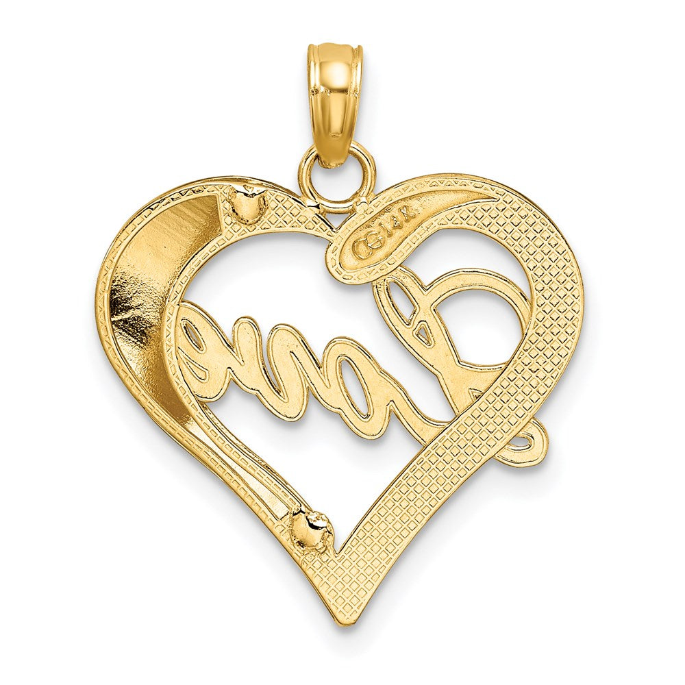 14k Yellow & Rhodium Gold with White Rhodium Heart Diamond-cut LOVE Charm