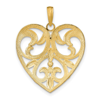 14k Yellow & Rhodium Gold w/Rhodium Textured Heart Charm