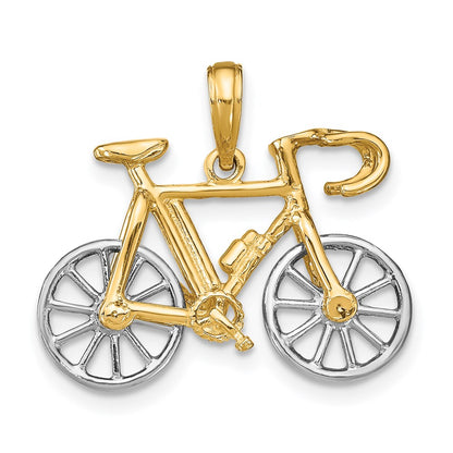 14k Two-tone Gold 3-D Ten Speed Bicycle Charm