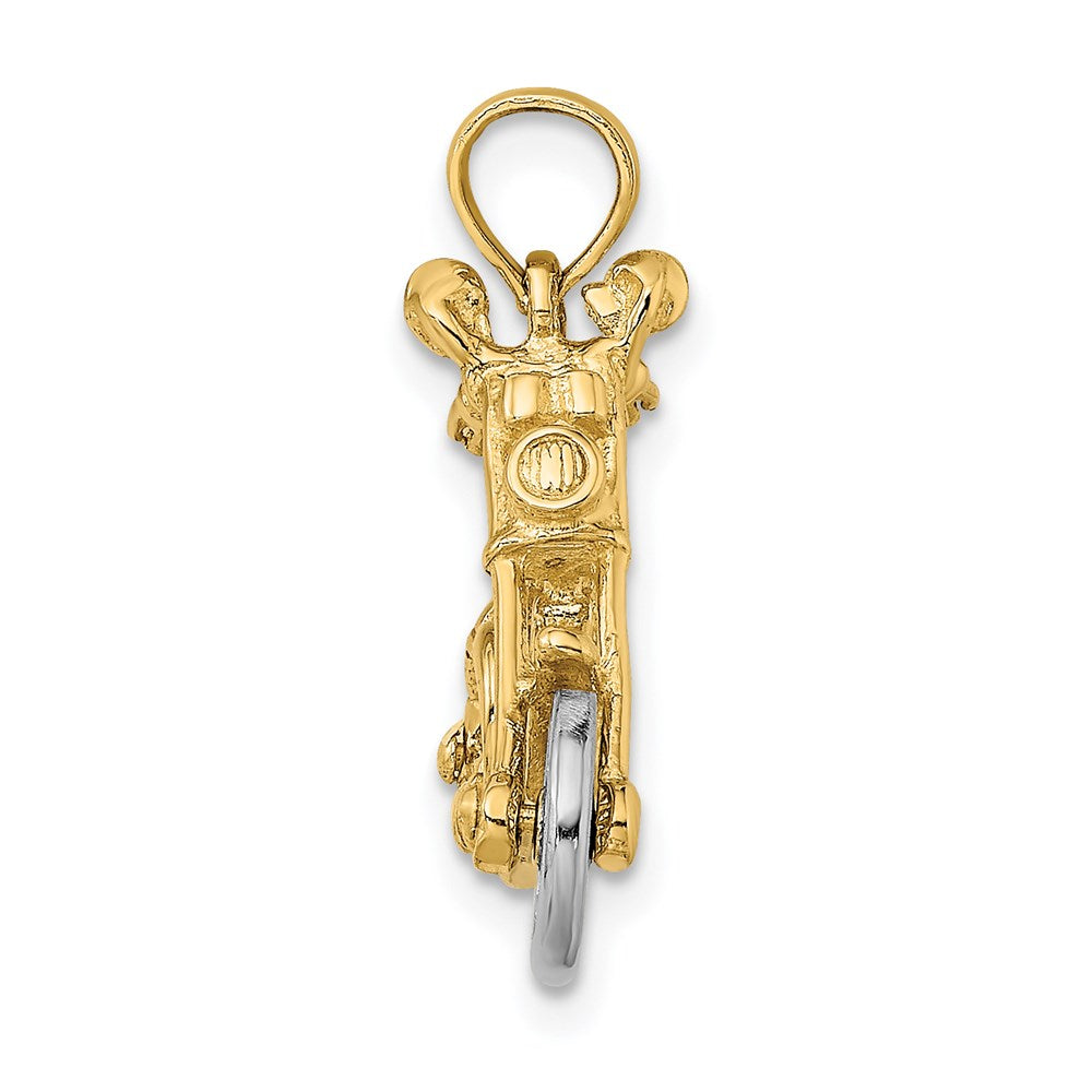 14k Two-tone Gold 3-D Moveable Motorcycle Charm