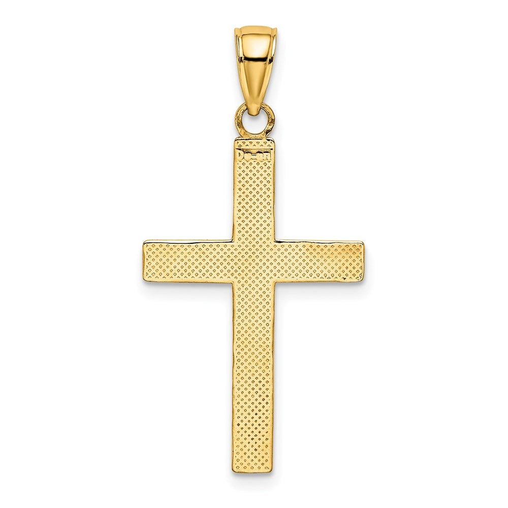 14k Yellow & Rhodium Gold W/ Rhodium Polished Tubular Cross Charm