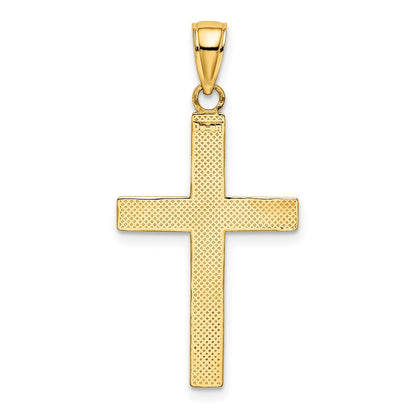 14k Yellow & Rhodium Gold W/ Rhodium Polished Tubular Cross Charm