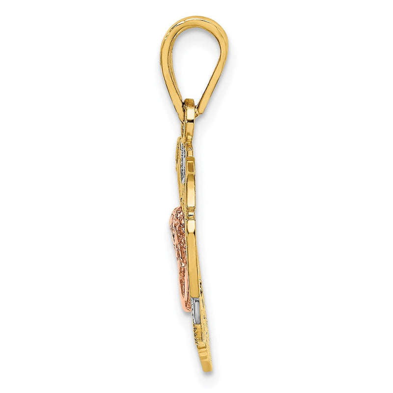 14k Two-tone Gold w/White Rhodium Angel In Heart Charm